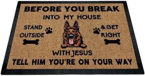 Miniatura 9 de Tapete de puerta con texto en inglés "Before You Break Into My House", tapete de goma para interiores y exteriores, tapete de goma para el suelo
