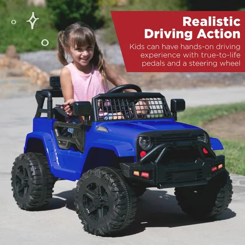 Miniatura 2 de Productos de la mejor elección, camioneta de juguete para montar de 12 V para niños con control remoto para padres, suspensión de resorte, luces Azul