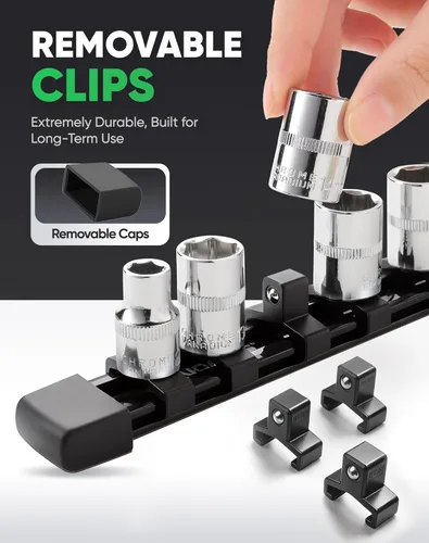 Miniatura 4 de ALOANES Organizador de Dados de 9 Piezas ABS, Rieles para Dados Compatible con Carraca de 3/8 Pulgadas, Soportes para Dados de Servicio Pesado que