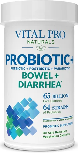 Vital Pro Naturals - Probióticos intestinales y diarrea + prebióticos, postbióticos, parabióticos, suplemento de salud para adultos, alta potencia