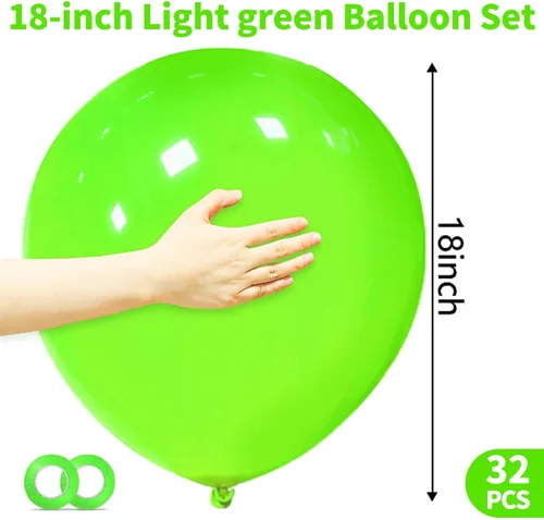 Miniatura 3 de 32 globos grandes de color verde claro de 18 pulgadas, globos redondos de látex grandes para decoración de cumpleaños y boda. C15-verde claro