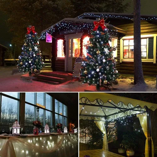 Miniatura 7 de Green Convenience - Guirnalda de luces de Navidad de 33 pies con 100 luces LED y función de memoria de temporizador, a baterías o USB, resistente al