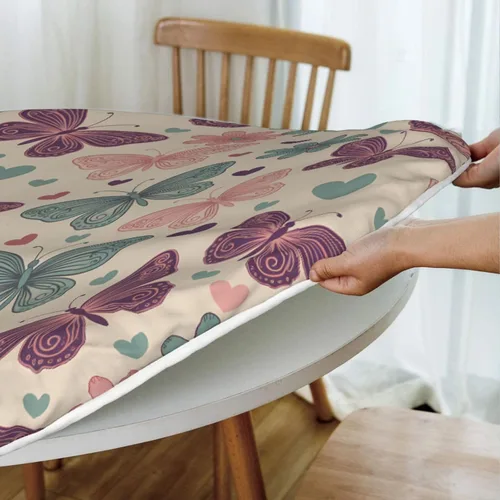 Miniatura 6 de Futterya Decorative Round Tablecloth Fitted Elastic Waterproof Table Cloth Cover Stretch Table Pad Cover for Parties Weddings Banquet Outdoor Events