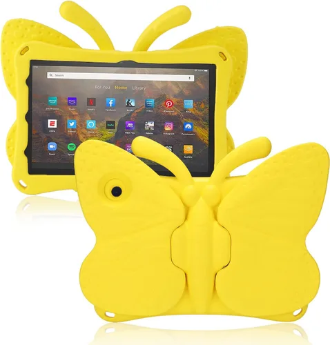 Miniatura 55 de FW Fire 7 - Funda para tablet para niños, Amazon Fire 7 2022, funda de mariposa con luz de atril, EVA, protección contra caídas, resistente, a