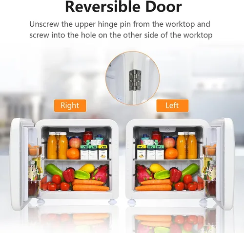 Miniatura 5 de COSTWAY Mini refrigerador de 1.6 pies cúbicos, refrigerador compacto con descongelación automática, puerta reversible individual, termostato Blanco