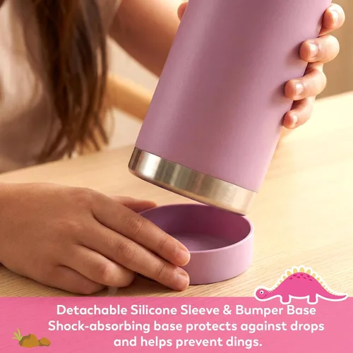 Miniatura 5 de Hydraful Botella de agua para niños de 12 onzas con tapa de pajilla, botella de acero inoxidable aislada al vacío, botella de agua deportiva sin BPA