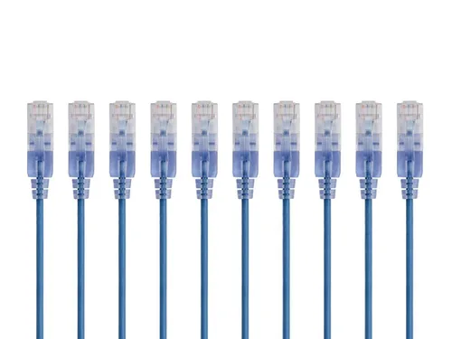 Miniatura 75 de Monoprice Cat6A - Cable de conexión Ethernet de 6 pulgadas, negro, UTP, 30 AWG, 10G, cable de cobre puro desnudo, sin enganche, RJ45, serie SlimRun