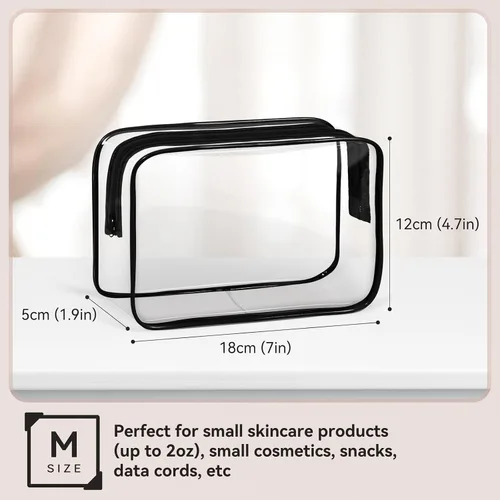 Miniatura 2 de TISRATOK 16 bolsas de maquillaje transparentes, bolsa de aseo de artículos esenciales de viaje, organizador de cosméticos de PVC transparente, bolsa