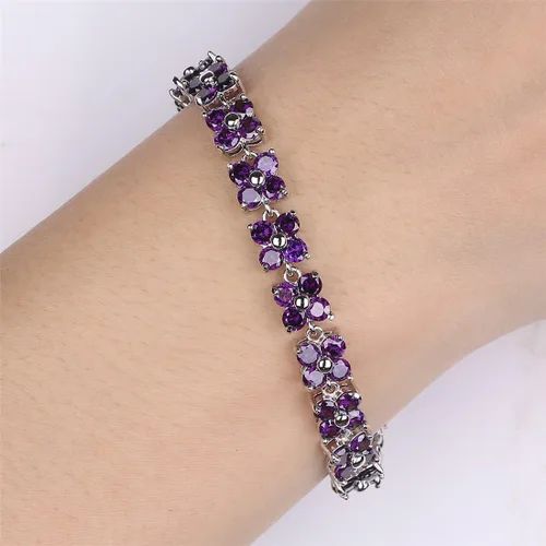 Miniatura 10 de GULICX - Pulsera de tenis con cristales de Swarovski y cristales redondos chapados en oro