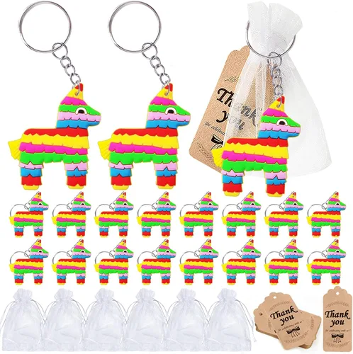 Miniatura 7 de CiciBear Paquete de 24 llaveros de burro de México, decoración de fiesta para invitados, fiesta temática de burro de México, baby shower, fiesta