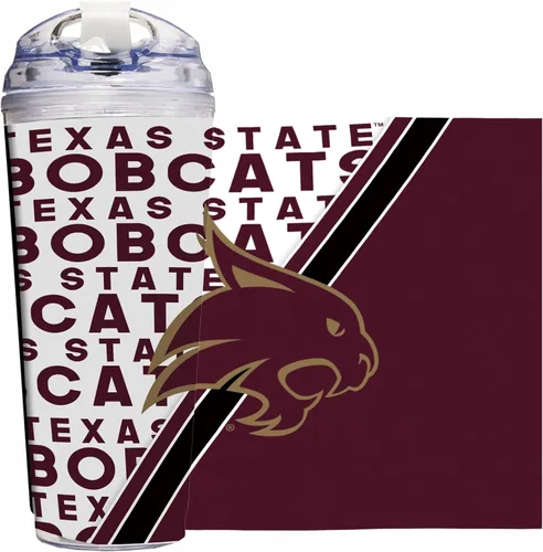 Miniatura 100 de Rico Industries Taza acrílica NCAA estándar de 24 onzas con tapa con bisagra, taza de doble pared oficialmente licenciada con pajita