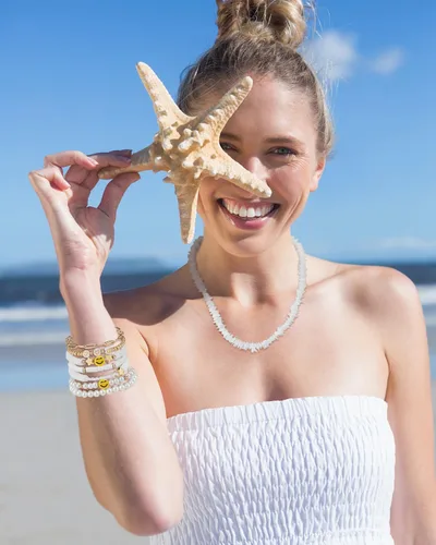 Miniatura 18 de Preppy Heishi - Juego de pulseras de surfista para niñas adolescentes, bonitos aretes estéticos, anillos estéticos preppy coloridos de oro blanco