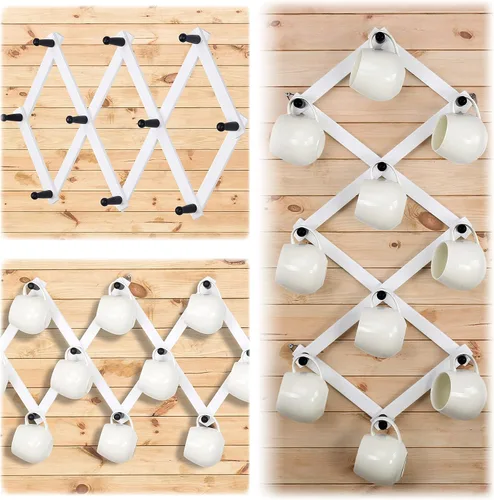 Miniatura 3 de Dseap Acordeón de pared: Perchero de pared expandible de madera de 16" de alto, soporte para sombreros, gancho de acordeón para gorras de béisbol