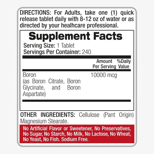 Miniatura 6 de Laboratorio Boro 10 mg 240 porciones Suplemento de boro