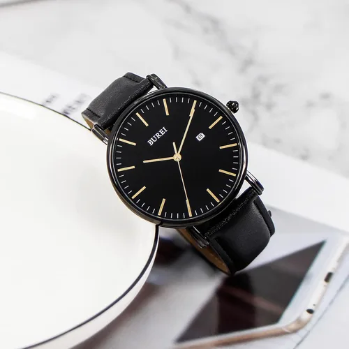 Miniatura 2 de BUREI - Reloj de pulsera analógico para hombre con fecha, extensible de malla de acero inoxidable