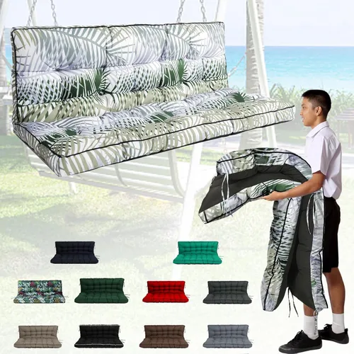 Miniatura 50 de Cojín de porche exterior con respaldo, cojín grueso impermeable para columpio de patio de 2/3 plazas de repuesto, cojines de columpio de banco