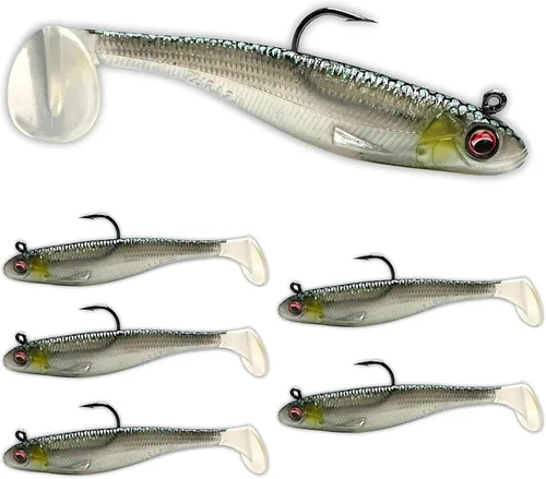 Miniatura 7 de USA Bass Tackle Patriot Shad - Swimbaits de Cola de Paleta con Aroma Infundido, Señuelos de Pesca Pre-Aparejados, Carnada Premium con Anzuelo Owner
