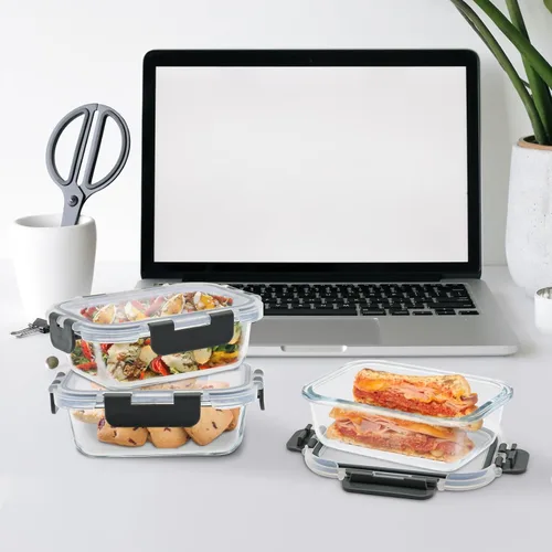 Miniatura 6 de GULFLIN - 24 piezas de recipientes pequeños de vidrio para almacenamiento de alimentos con tapas herméticas, juego de recipientes de 1.5 tazas