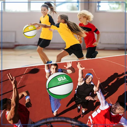 Miniatura 6 de Libima 4 piezas de baloncesto de goma con bomba de tamaño oficial para interiores y exteriores, juego de baloncesto, práctica, entrenamiento