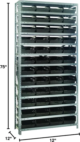 Miniatura 241 de Quantum QSBU-245BK Heavy Duty Shelving Unit with (7) Shelves and (24) QUS245 Black Bins for Garage Warehouse Storage Distribution 400 lb Load