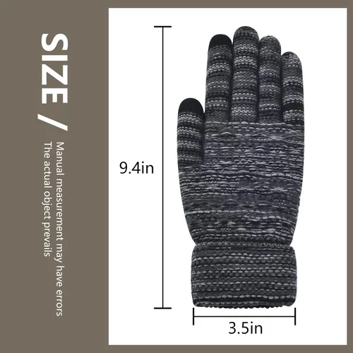 Miniatura 30 de Guantes de invierno cálidos para pantalla táctil para mujer, guantes térmicos de punto de lana con forro polar para clima frío