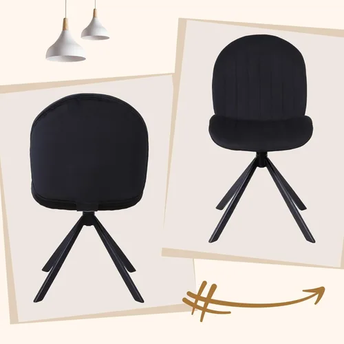 Miniatura 5 de Silla de oficina giratoria de terciopelo de 19 pulgadas, sin ruedas, tapizada sin brazos, sillas de escritorio modernas con patas cruzadas, sin