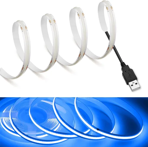 Miniatura 30 de MDee】Tira de luces LED COB de 3000K blanco cálido 1.64 pies/0.5m 5V cinta de luces LED flexibles CRI 90+ 800LM/m 320LEDs/m para decoración