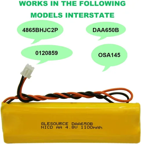 Miniatura 3 de Batería de iluminación de emergencia de 4.8 V 1100 mAh que reemplaza con LITHONIA D-AA650Bx4 Unitech Dual-Lite 0120859 Ni-CD AA 650mAh 4.8V
