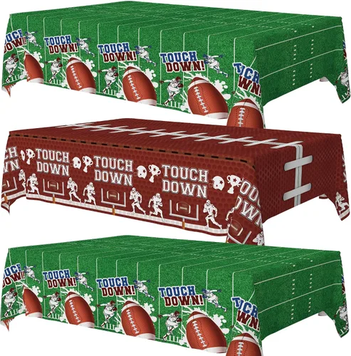 Miniatura 10 de KatchOn, XtraLarge - Mantel de fútbol – Paquete de 3 Decoraciones de fiesta de fútbol Mantel de campo de fútbol marrón Mantel de touchdown