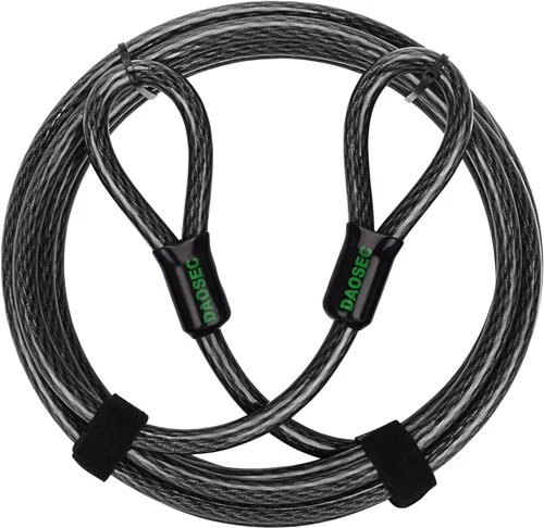 Cable de seguridad resistente a los cortes de 15 pies x 1/2 pulgadas | Acero trenzado flexible recubierto de vinilo con extremos en bucle | Cable de