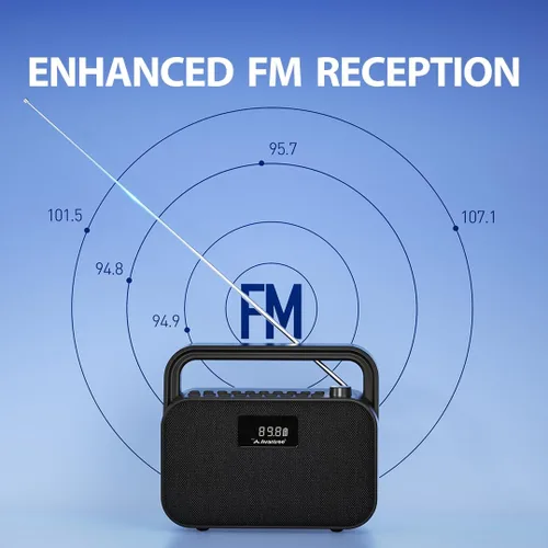 Miniatura 5 de Avantree PowerByte - Radio FM portátil con potentes altavoces estéreo Bluetooth de 30 W y reproductor de tarjetas SD, tiempo de reproducción