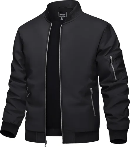 Miniatura 17 de TACVASEN Chaqueta bomber para hombre, ligera, casual, primavera, otoño, cortavientos, con cremallera y bolsillo