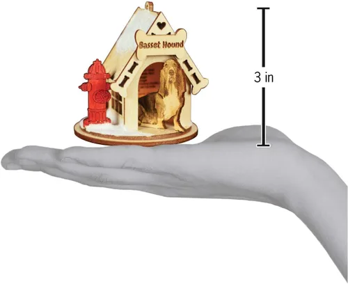 Miniatura 3 de Basset Hound Dog Tea Light Display Adorno de Navidad de madera para árbol de Navidad
