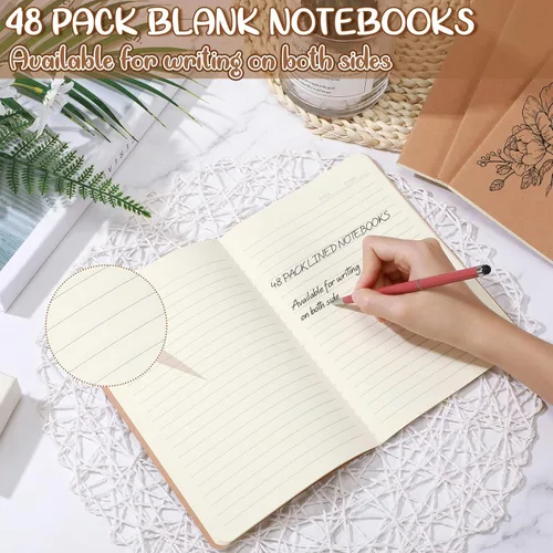 Miniatura 3 de Epakh 48 cuadernos de papel kraft A5 para el regreso a clases, a granel, con forro en blanco, cuaderno de bocetos opcional, diario de viaje