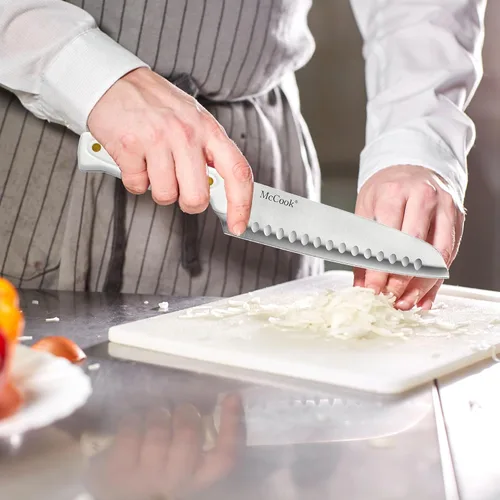 Miniatura 8 de McCook® Juegos de cuchillos, juegos de cuchillos de cocina de acero inoxidable de alto carbono blanco con afilador incorporado