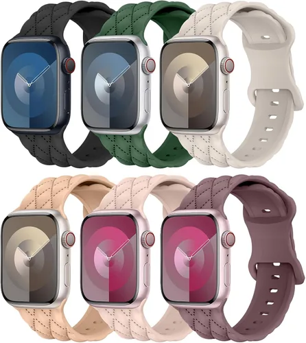 Miniatura 8 de Correa de silicona para Apple Watch para mujer de 1.575 in 1.496 in 1.614 in 1.732 in 1.811 in 1.772 in 1.654 in, correa deportiva de repuesto