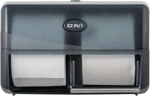 EZbrnd 4250B-EZ - Dispensador de papel higiénico para montaje en pared, doble rollo, lado a lado, para el hogar, comercial/baño/oficina, negro