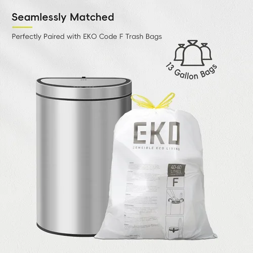 Miniatura 9 de EKO Mirage - Bote de basura semicircular con sensor de movimiento, de 12.4 galones, grande, automático para cocina con compartimento desodorante