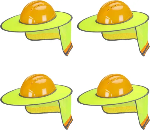 Miniatura 11 de UNCO - Casco de Sombrero Duro con Protector Solar, 1 Paquete, Amarillo, Visera Completa y Estándar de Malla Reflectante de Alta Visibilidad