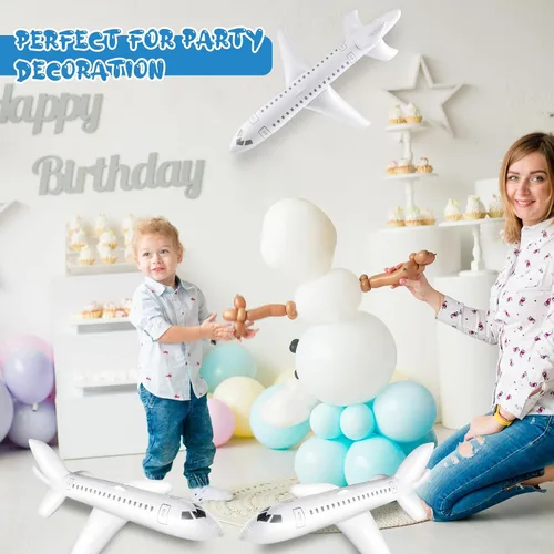 Miniatura 6 de Syhood 3 globos inflables grandes blancos de 40 pulgadas para decoración temática de aviación, avión inflable para fiestas al aire libre, regalos