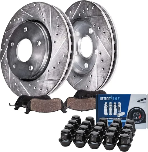 Miniatura 29 de Detroit Axle - Kit de freno delantero para Hyundai Nexo 2019-2024, rotores de freno perforados y ranurados, pastillas de freno de cerámica