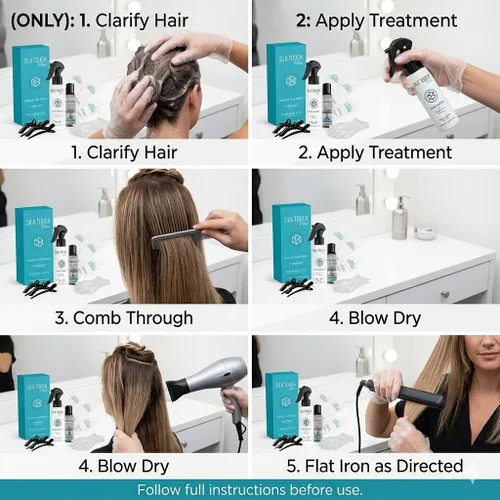 Miniatura 3 de Hair Bar NYC DYI Silk Touch Plus - Kit de tratamiento suavizante de queratina para el hogar, vegano y sin formaldehído, fabricado en Italia