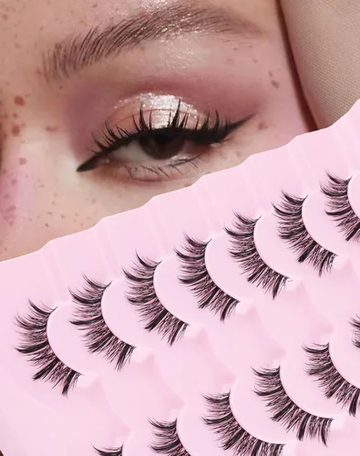 Miniatura 10 de Jiocolor Pestañas naturales pestañas postizas finas pestañas postizas cortas aspecto natural banda transparente pestañas postizas tira pestañas