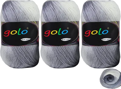 Miniatura 6 de Hilo de lana golo para tejer 200 yardas, hilo Cachemire multicolor arcoíris
