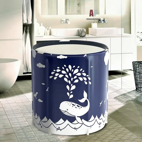 Miniatura 2 de BDL - Tina portátil japonesa plegable para adultos, tinas de hidromasaje independientes con espuma térmica, tina de spa plegable para espacios Azul