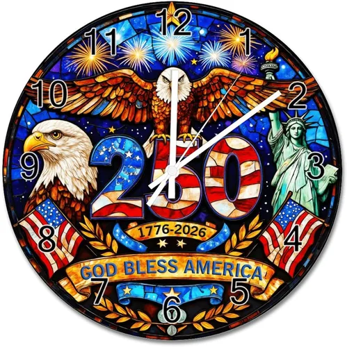 Miniatura 27 de ArogGeld 1776-2026 of Freedom Wall Clocks Battery Operated 10 Inch Silent 250 Anniversary USA American Patriotic Desk Clock Wall Art Farmhouse Home