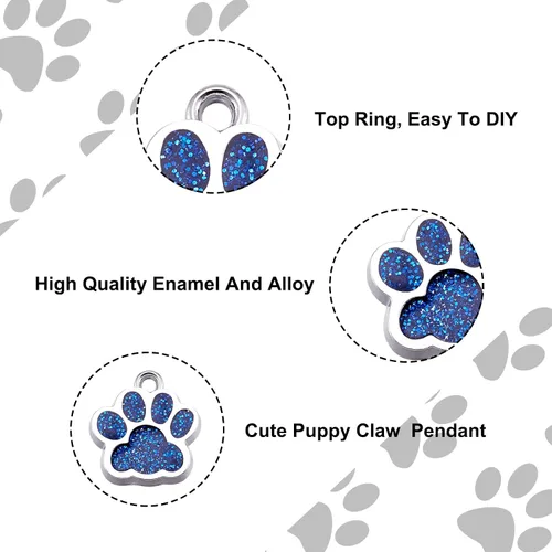 Miniatura 7 de Abalorio esmaltado con estampado de pata de perro y gato con purpurina en polvo de aleación de esmalte de gato y perro, dijes para llavero, joyería