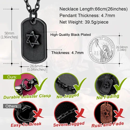 Miniatura 5 de FaithHeart David of Star Collar para hombres y mujeres, collar con colgante de estrella judía, acero inoxidable, amuleto hebreo, caja de regalo