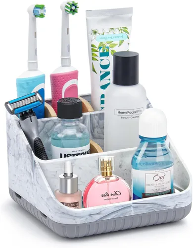 Miniatura 10 de Chintu Portacepillos de dientes para baño, organizador de encimera de baño, soporte eléctrico para cepillado de dientes, 6 ranuras para organización