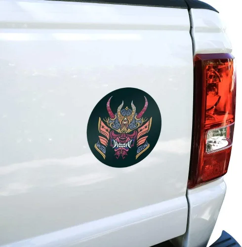 Miniatura 4 de Samurai Warrior - Máscara de demonio japonés Oni para automóvil, para ventanilla de coche, calcomanía circular para parachoques